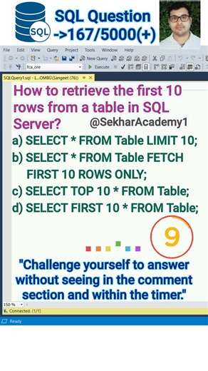 SQL Question 167 || #shorts #ytshorts #youtubeshorts #sql #interview #reels #mysql @SekharAcademy1