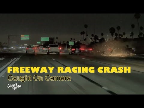 Freeway Racing Crash Caught on Camera | SOUTH LA, CA