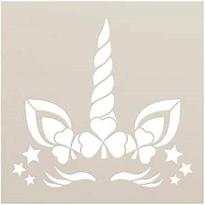 Girl Leprechaun Unicorn Stencil with Shamrocks by StudioR12 | DIY St. Patrick's Day Home Decor | Paint Fun Wood Signs | Select Size (8 x 8 inch)