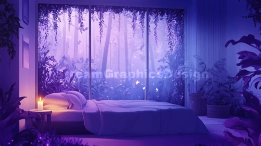 Animated Background for Twitch | Enchanted Forest Bedroom | Lofi Magical Vibes | Vtuber Background | Seamless Loop | Stream Overlay | OBS - Etsy