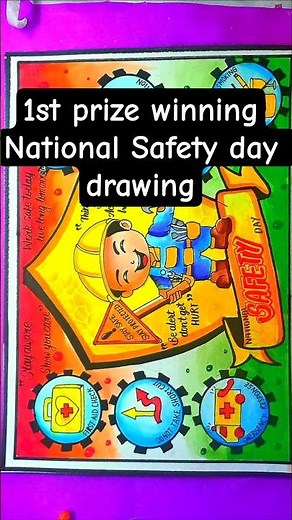 National Safety Day Drawing easy,4th March| Safety Day Poster Drawing| Safety First drawing