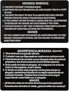 6 PCS Metal Miranda Warning & Phonetic Alphabet Card - Military, Sheriff & Police, Blue