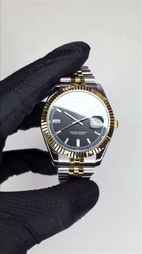 Seiko Two-Tone Day-Date Black Baguette Dial Mod