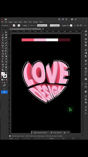 Illustrator 2026 3D Heart Text Effect Tutorial ❤️ Easy Typography Trick #illustratortips tutorial