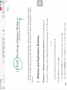 1.2 Z/nZ-The Group of Integers Modulo n