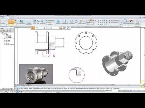 Solid Edge Drehteil: Halbschnitt über Ausbruch, Einzelheit u. Ausbruch