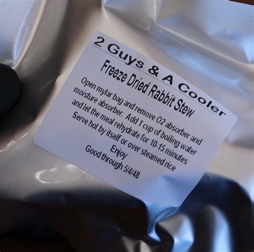 8.1K views · 78 reactions | Freeze Dried Shredded Rabbit Stew 25-year shelf life! In this video, we show the process of making a rabbit stew as well as the process of freeze-drying it and storing it for long-term storage. | 2 Guys & A Cooler | Facebook