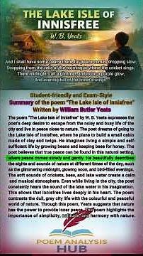 The Lake Isle of Innisfree – Explanation, Summary | W.B. Yeats #poemsummary #summary