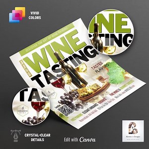 EDITABLE Canva Flyer, Wine Pairing, Wine Tasting Flyer, Cheese, Wine Event, Event Invitation, Social Event, Winery, Wine Shop, DIY Flyer - Etsy