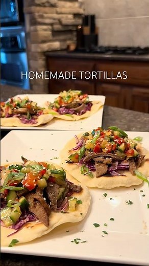 Teriyaki Steak Taco w/ Cucumber Salsa on Homemade Tortillas
