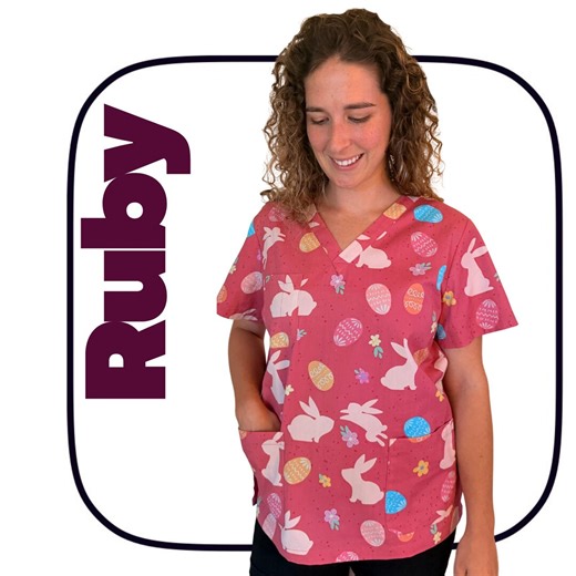 Scrub Top - Easter Print - Cotton - Healthcare Workwear - Etsy Australia