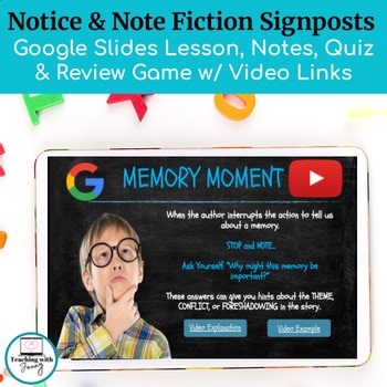 Notice & Note Fiction Signposts | Google Slides Lesson, Note-Taking Guide, Quiz