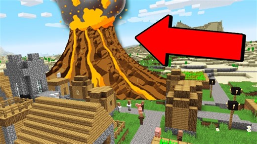 Minecraft but a volcano erupts and destroys my city