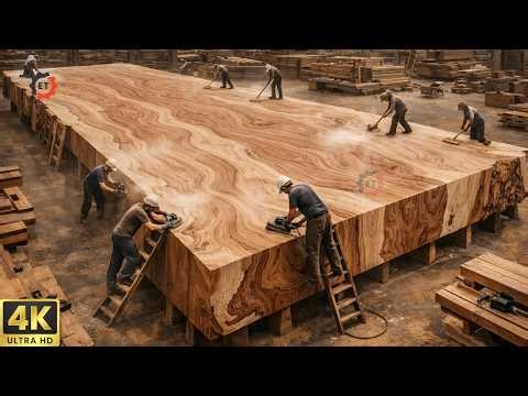 Extreme Wood Processing | Enormous Logs Crafted into One-of-a-Kind Tables