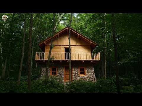 Man Builds Incredible Stone and Wood House in the Wild Forest!