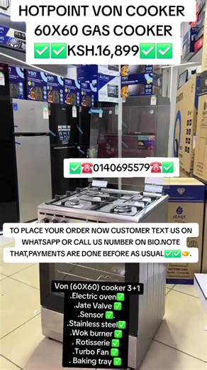 HOTPOINT VON COOKER 60X60 GAS COOKER ✅️✅️KSH.16,899✅️✅️#westlands #luosongs #luotiktokers #kenyansinsaudia🇸🇦🇸🇦🇰🇪🇰🇪 #kamba