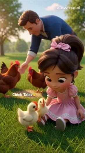 Little Lizzy playing with cute little chicks 🐥 #adorablechicks #animation #cute #cutegirl #play