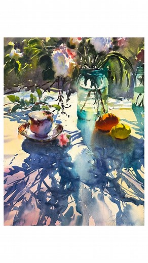 My demo today was for the San Clemente Art Association @san_clemente_art_association . I left my brushes and palette at home!! And I was so fortunate that some members lent me a few things so I could paint! Always a good idea to keep extra gear in the car. So enjoyed seeing friends and their presence makes the art better I think. #watercolordemo #watercolorartwork #watercolorpractice #watercoloring #watercolorworkshop #artclass #paintingclass #paintingworkshop #stilllife #stilllifepaintings #wat