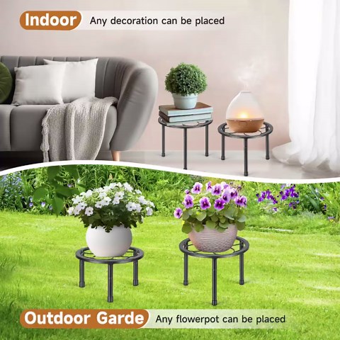 5 Pack Metal Plant Stand, Anti-Rust Iron Plant Stands for Indoor and Outdoor, Heavy Duty Flower Pot Stands for Multiple Plant, Black Potted Plant Holder for Garden Home (5 Pack Black)