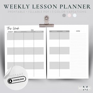 Printable Weekly Lesson Planner | Classroom Organizer (digital Download) - Etsy Australia