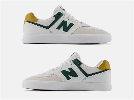 NB Numeric 574 "White with Nightwatch green" Vulc Shoes: Features explored