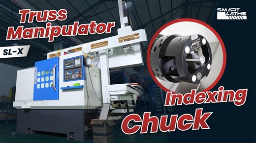 SL-X CNC Lathe | Truss Manipulator & Indexing Chuck for Automated Aluminum Connector Production This video presents an automated CNC lathe solution for aluminum connector production. The system is built around the SL-X CNC Lathe, integrated with a Truss Manipulator for automated loading and unloading, enabling stable and continuous production. Key CNC Lathe configurations and advantages shown: • Truss Manipulator for automated part handling • Indexing chuck with automatic orientation switching f