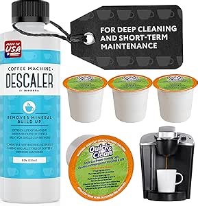 IMPRESA Coffee Machine Descaler & Cleaning Bundle - Compatible with Keurig K-Duo & K-Cup Brewers - 8 Oz Descaling Solution & 4 Maintenance Pods - Coffee Machine Cleaning & Pot Care Kit