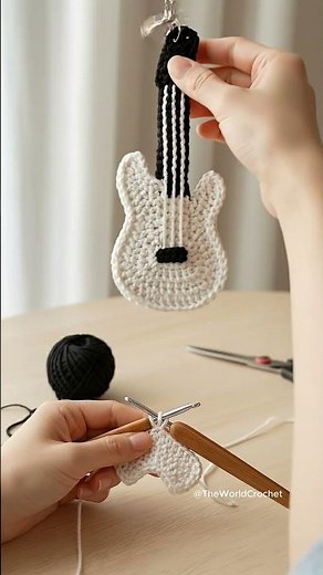Mini Crochet Guitar Keychain – Handmade Music-Inspired Amigurumi 🎸