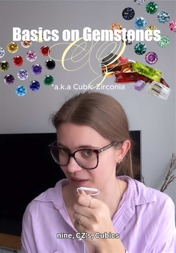 Basics on Gemstones - Cubic Zirconia (CZ) Edition 💎🌈 A brief overview of the basics of gemstones from a professional Gemmologist! 🔬🥼 The most used stone to imitate every other gemstone!✨🩷 #gemology #cubiczirconia #basicsongemstones #gemologist #gemstone