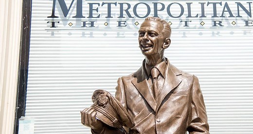 A statue of TV legend Don Knotts was unveiled Saturday in front of The Metropolitan Theatre on High Street in Morgantown. The Andy Griffith Show star grew up in Morgantown. | West Virginia Public Broadcasting