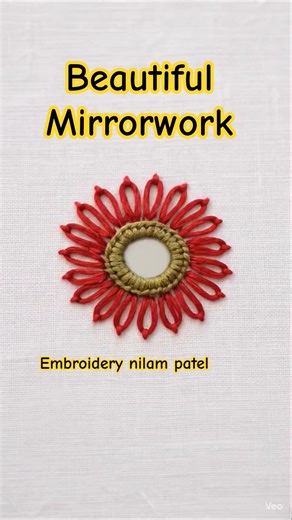Easy Mirror Work Flower Design 🌸 | 1 Minute Embroidery Trick