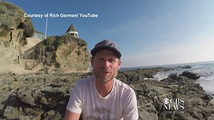 Rich German was paddleboarding off the coast of Laguna Beach, California, when he encountered five orca whales, which dove under his board and came up for breath just feet away