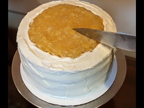 4 LAYER PINEAPPLE CAKE WITH CREAM CHEESE BUTTER CREAM FROSTING FROM SCRATCH