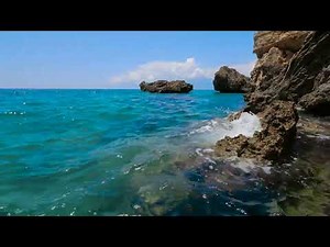 Waves on the rock - Beautiful Mediterranean Beach with Relaxing Ocean Sounds