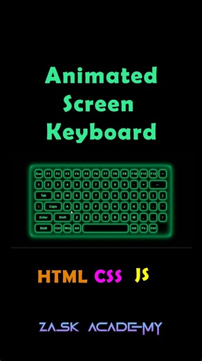 ZASK Academy on Instagram‎: "Create a Stunning On-Screen Keyboard Using HTML, CSS & JS Want to level up your frontend skills? In this short video, I built a beautiful interactive on-screen keyboard using HTML, CSS, and JavaScript. ✨ Each key has a smooth animation effect when pressed ✨ Clean UI design ✨ Pure frontend (No frameworks) This project is perfect for: Beginners learning JavaScript Frontend developers UI/UX practice Portfolio mini-projects Technologies used: HTML5 CSS3 (Animations & Eff