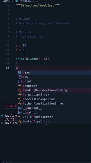 Python 3 | Divmod VS Modulus, whats the difference? #programming #python