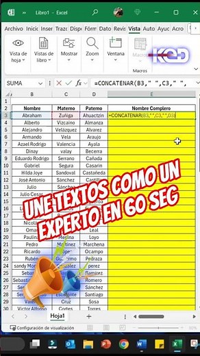 CONCATENAR en Excel: Une textos como un experto en 60 segundos #excel #tecnologia #exceltips #viral