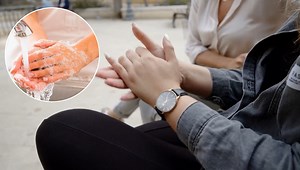 Woman suffering OCD intolerance washes her hands 100 times daily