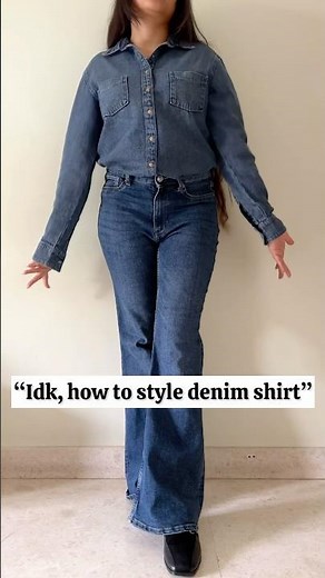 How to Style a Denim Shirt 👕 | Easy Outfit Ideas #Shorts #denim #denimshirts #denimstyle #college
