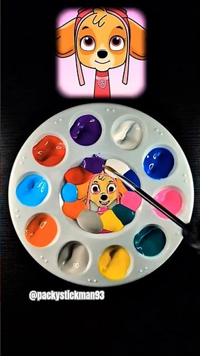 Sprunki Oc Paw Patrol Colorful Mixing ♥️🧡🩵 #satisfying #colors #colormixing #pawpatrol #skye