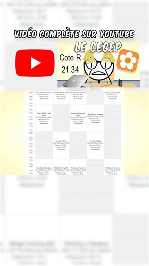 Les horaires au cégep…