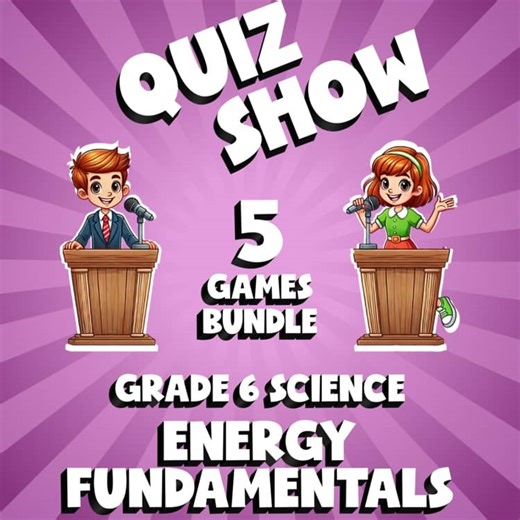 5 QUIZ SHOW Science Games - Energy Fundamentals - Gr 6 No Prep Review Activity