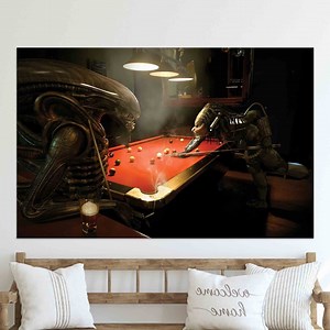 Alien Vs Predator Playing Pool Canvas Art: Modern Wall Decor - Etsy