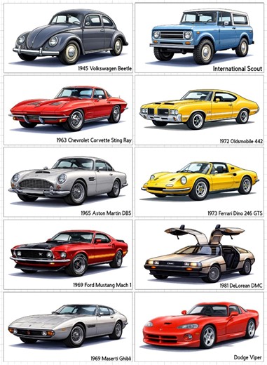 Vinyl Car Models Stickers Set 4 of 6 - Etsy