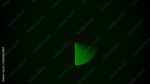 Radar Sonar Screen Loop Animation. Green HUD Interface with Scanning Sweep and Targets. 4K Seamless Loop.