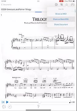 ABC Transcription Tools - PlayScore 2 PDF to MusicXML to ABC Demo: ELP "Trilogy"