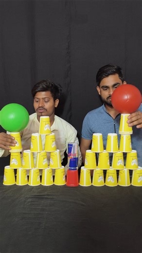 Best Green Vs Red Colour Boll And Pyramid Collect Cup Win Red Bull Family Challenge #game #yt