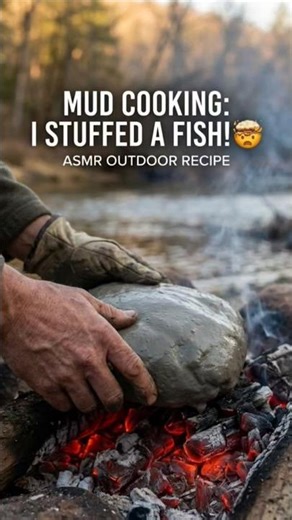 Primitive Mud Baking! Stuffed River Carp with Serbian Cleaver & Spiced Bulgur ASMR Cooking