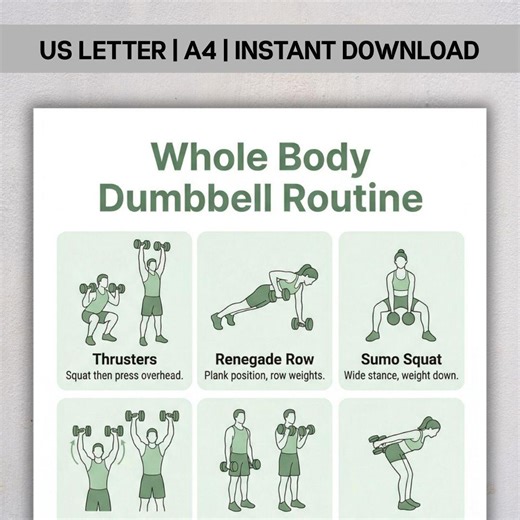 Whole Body Dumbbell Workout Routine, Full Body Dumbbell Exercise Chart PDF, Strength Training Guide, Home Workout Plan, Instant Download - Etsy
