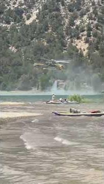 Sikorsky S-64 Skycrane Helicopter Getting Water Ridgway Reservoir to Fight Golden Mountain Fire